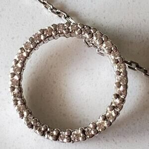 14k White Gold Diamond Infinity Love Circle Pendant Necklace 0.81TCW, 16in